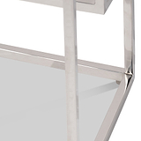 Aleandra Clear Glass and Silver Metal Side Table from Roseland Furniture