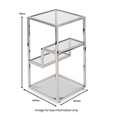 Aleandra Clear Glass and Silver Metal Side Table from Roseland Furniture