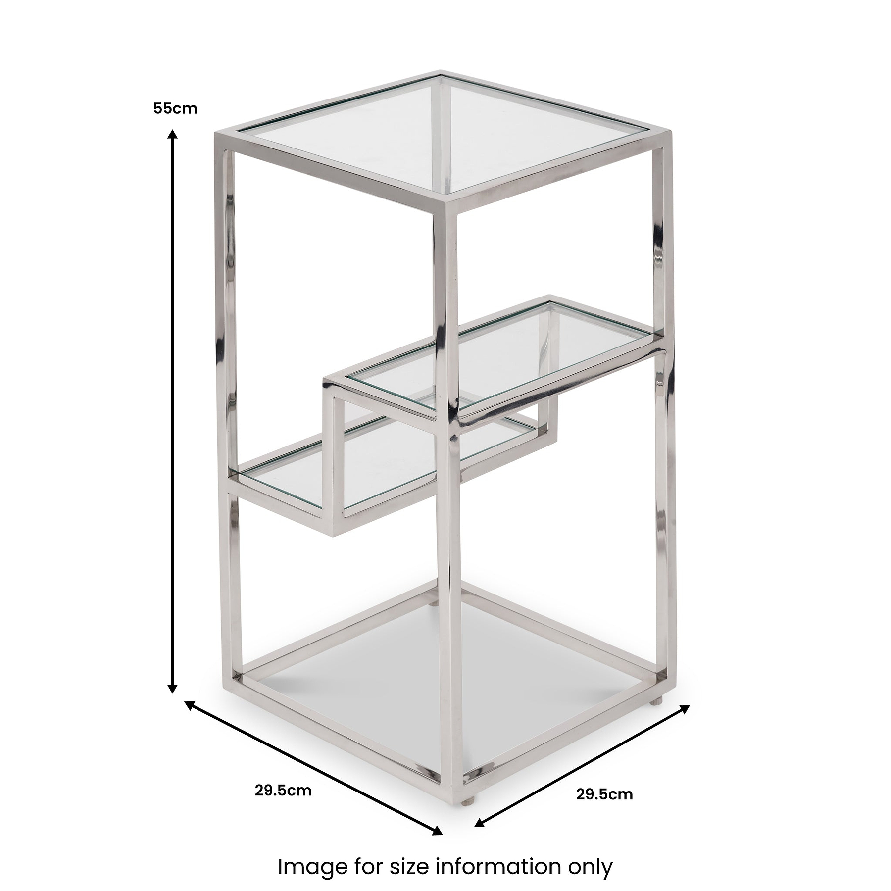 Aleandra Clear Glass and Silver Metal Side Table from Roseland Furniture