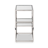 Aleandra Clear Glass and Silver Metal Side Table from Roseland Furniture