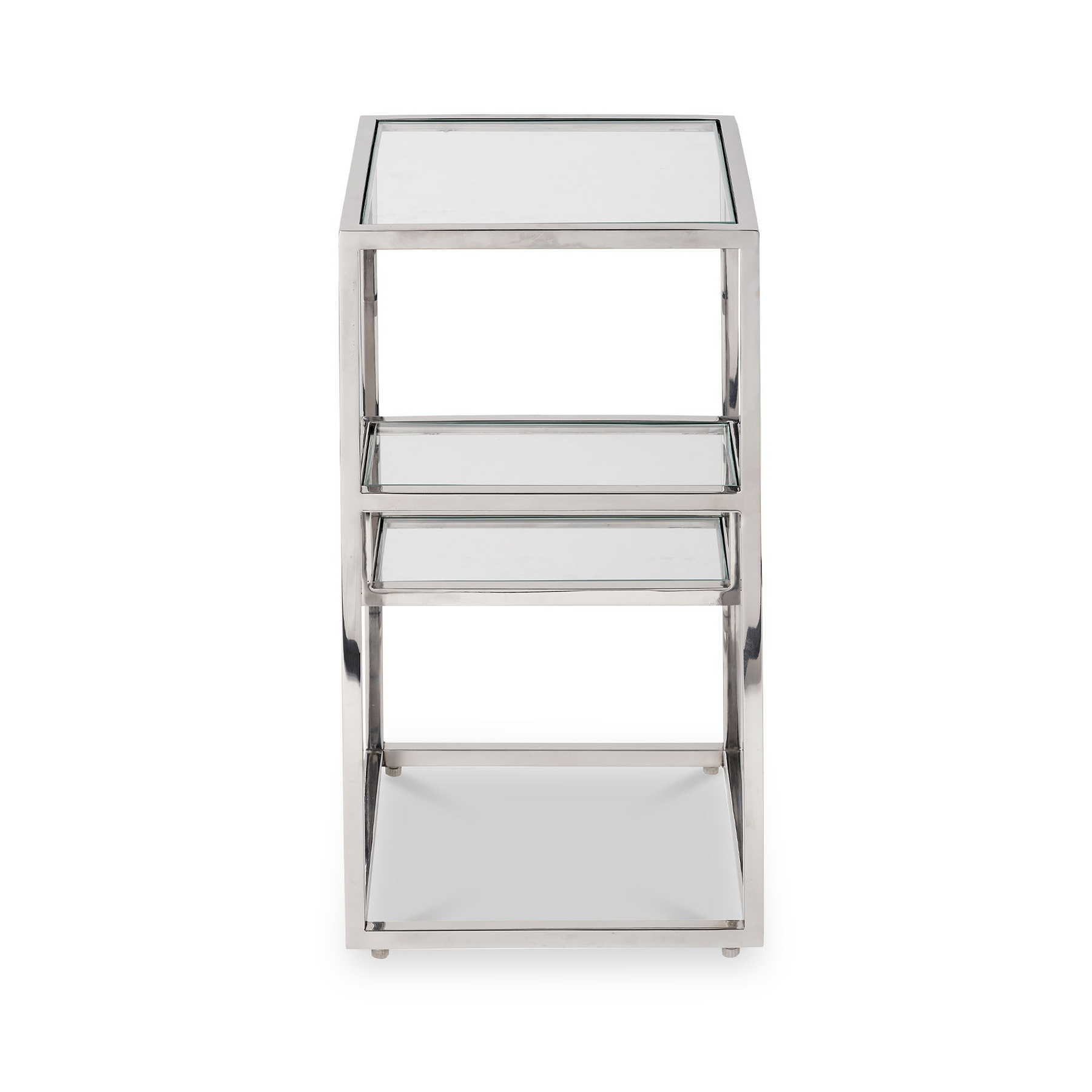 Aleandra Clear Glass and Silver Metal Side Table from Roseland Furniture