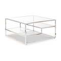 Aleandra Clear Glass and Silver Metal Coffee Table from Roseland Furniture