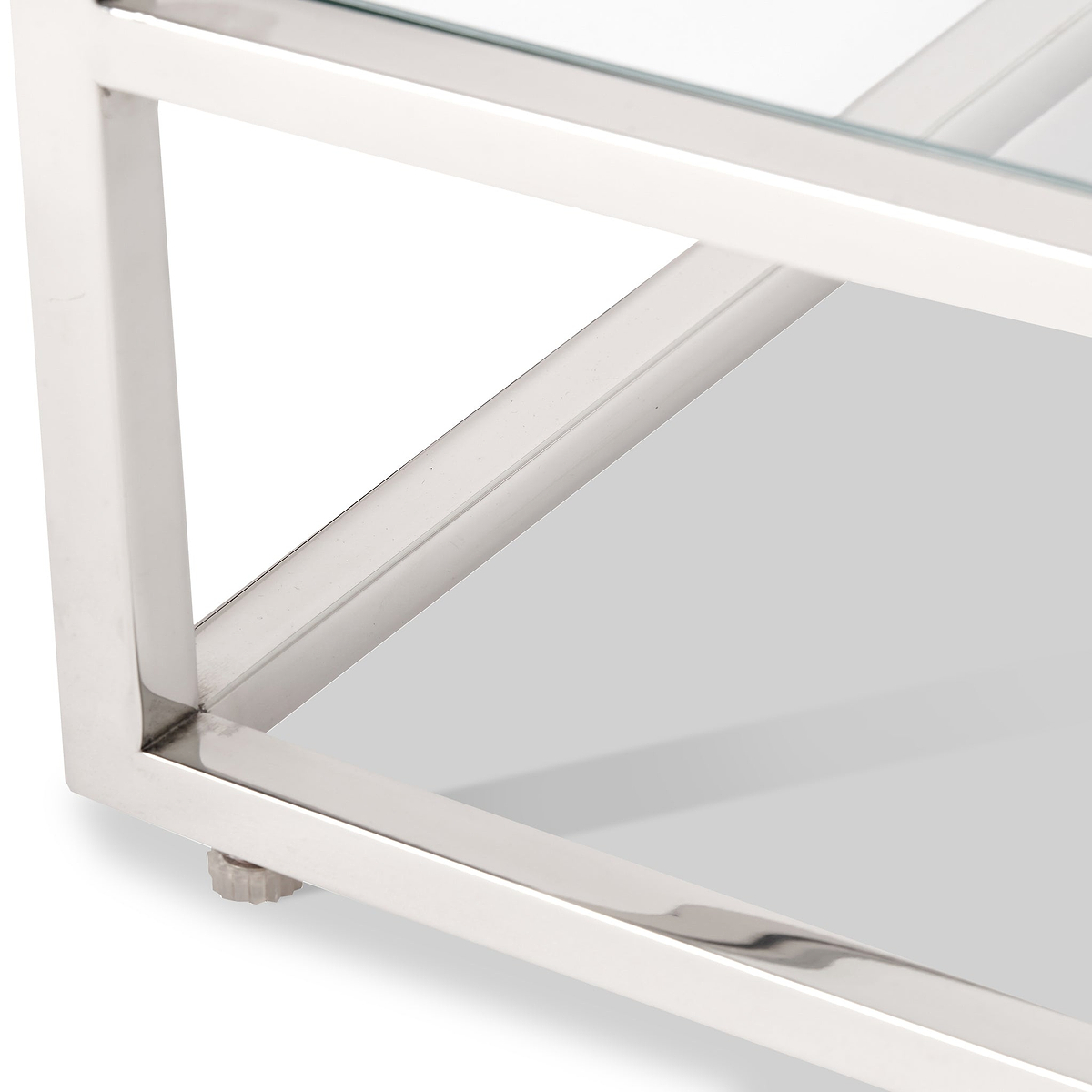 Aleandra Clear Glass and Silver Metal Coffee Table from Roseland Furniture
