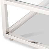 Aleandra Clear Glass and Silver Metal Coffee Table from Roseland Furniture