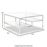 Aleandra Clear Glass and Silver Metal Coffee Table from Roseland Furniture