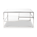 Aleandra Clear Glass and Silver Metal Coffee Table from Roseland Furniture
