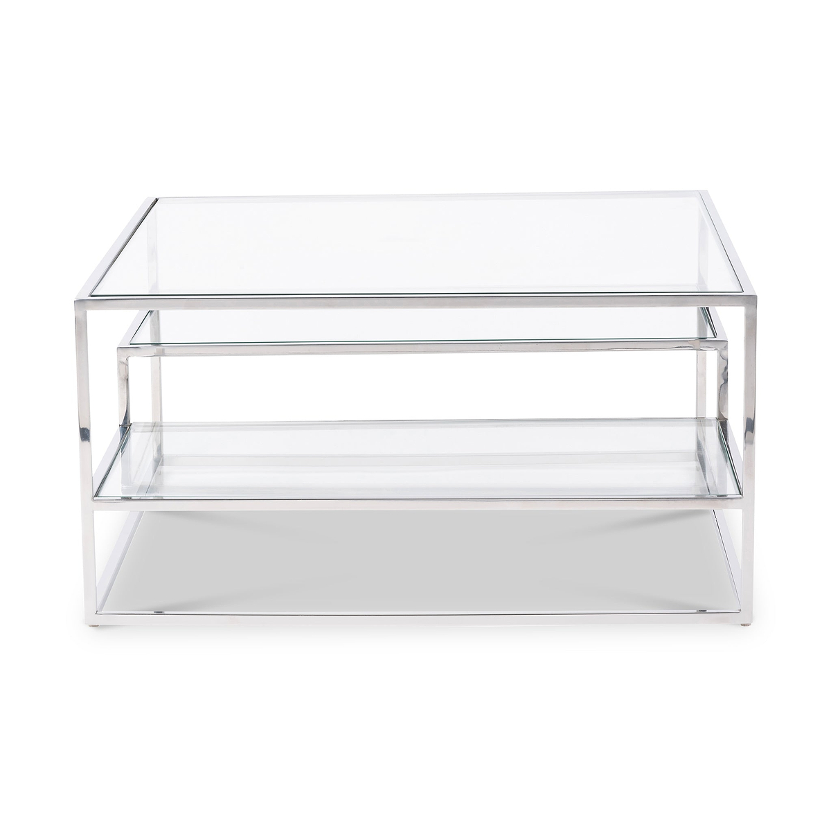Aleandra Clear Glass and Silver Metal Coffee Table from Roseland Furniture
