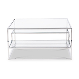 Aleandra Clear Glass and Silver Metal Coffee Table from Roseland Furniture