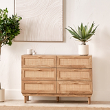 Henrik Natural Rattan 6 Drawer Unit from Roseland Furniture