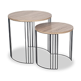 Atri S2 Dark Oak Wood and Black Metal Side Tables from Roseland Furniture