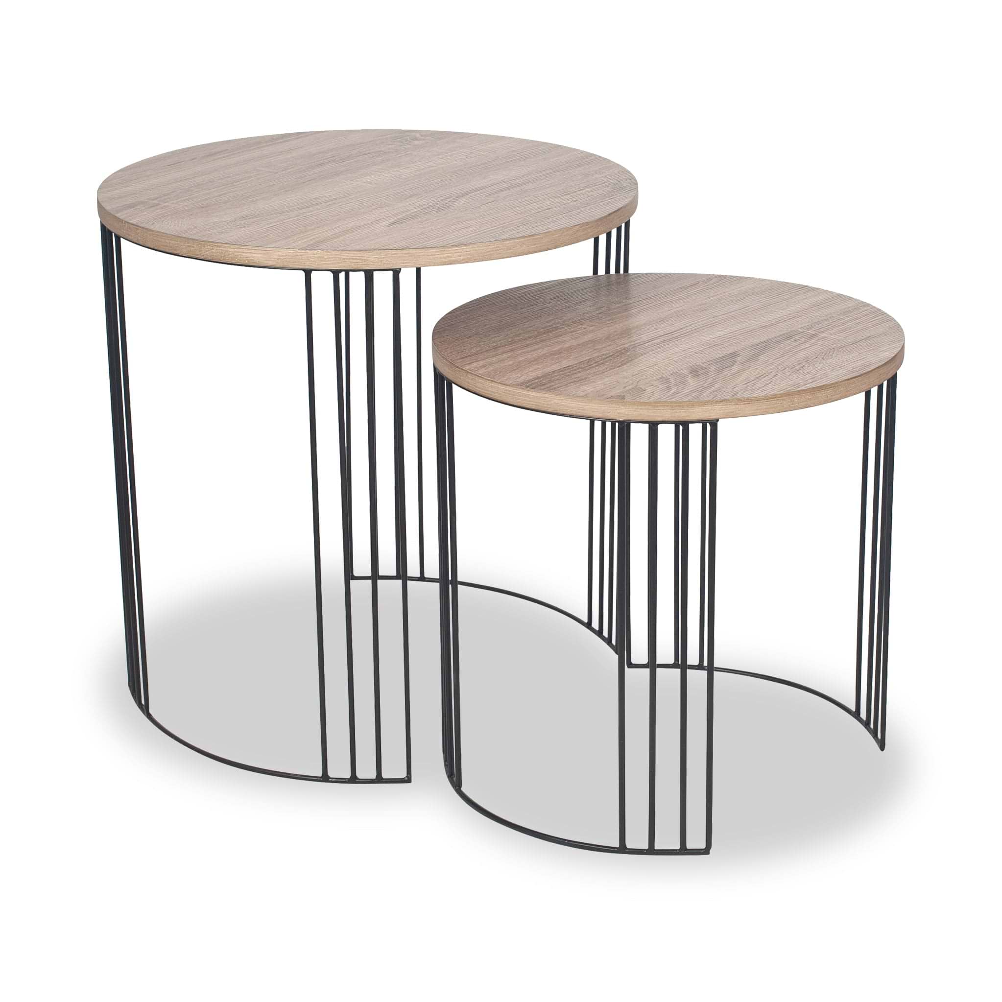 Atri S2 Dark Oak Wood and Black Metal Side Tables from Roseland Furniture