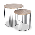 Atri S2 Dark Oak Wood and Black Metal Side Tables from Roseland Furniture