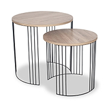 Atri S2 Dark Oak Wood and Black Metal Side Tables from Roseland Furniture