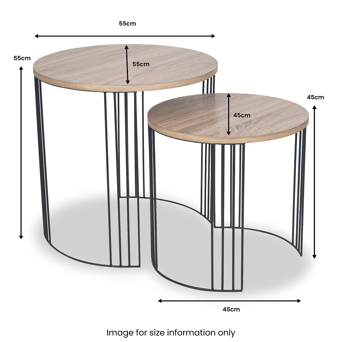 Atri S2 Dark Oak Wood and Black Metal Side Tables from Roseland Furniture