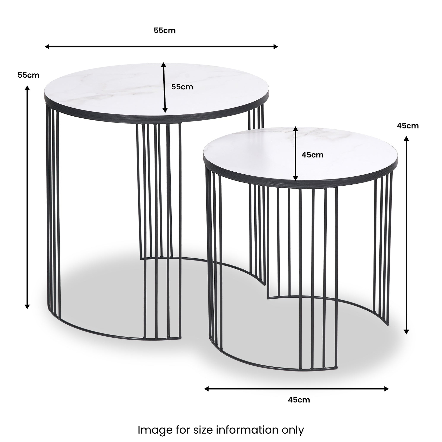 Atri S2 White Marble and Black Metal Side Tables from Roseland Furniture