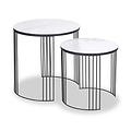 Atri S2 White Marble and Black Metal Side Tables from Roseland Furniture