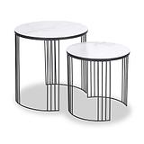 Atri S2 White Marble and Black Metal Side Tables from Roseland Furniture
