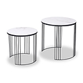 Atri S2 White Marble and Black Metal Side Tables from Roseland Furniture
