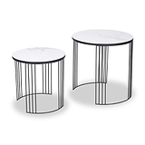 Atri S2 White Marble and Black Metal Side Tables from Roseland Furniture