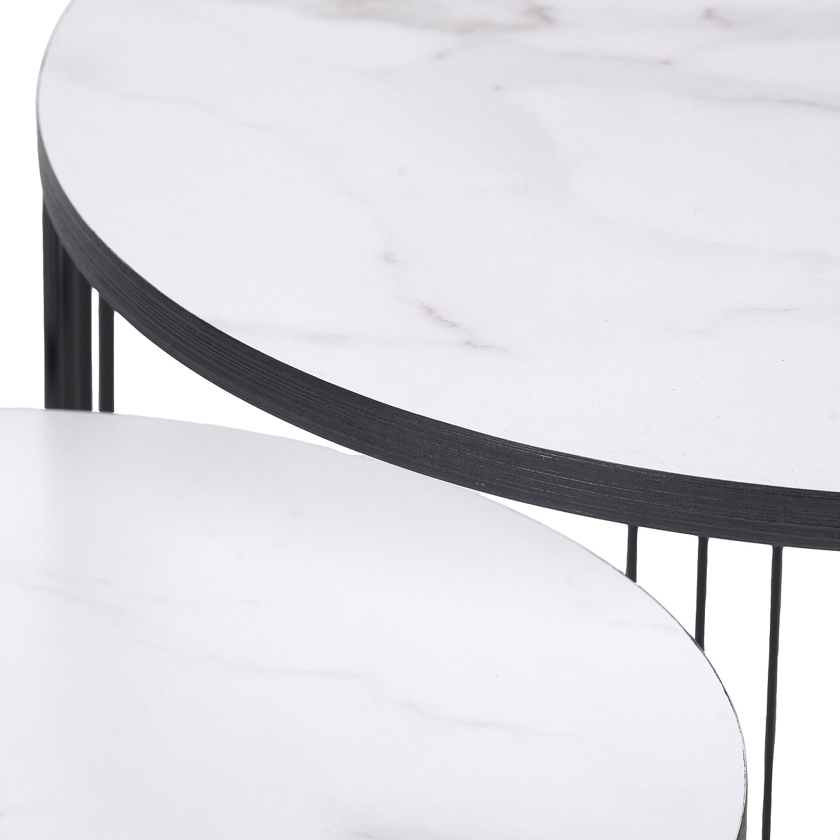 Atri S2 White Marble and Black Metal Side Tables from Roseland Furniture