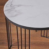 Atri S2 White Marble and Black Metal Side Tables from Roseland Furniture