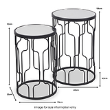 Caprisse S2 Mirror and Graphite Metal Side Tables from Roseland Furniture