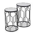 Caprisse S2 Mirror and Graphite Metal Side Tables from Roseland Furniture