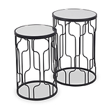 Caprisse S2 Mirror and Graphite Metal Side Tables from Roseland Furniture