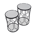 Caprisse S2 Mirror and Graphite Metal Side Tables from Roseland Furniture