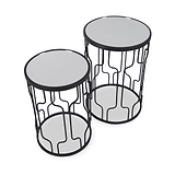 Caprisse S2 Mirror and Graphite Metal Side Tables from Roseland Furniture