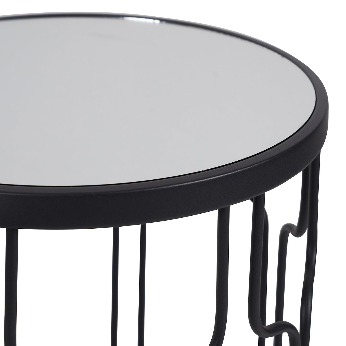 Caprisse S2 Mirror and Graphite Metal Side Tables from Roseland Furniture