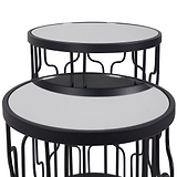 Caprisse S2 Mirror and Graphite Metal Side Tables from Roseland Furniture