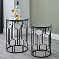 Caprisse S2 Mirror and Graphite Metal Side Tables from Roseland Furniture