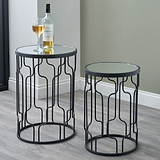 Caprisse S2 Mirror and Graphite Metal Side Tables from Roseland Furniture