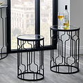 Caprisse S2 Mirror and Graphite Metal Side Tables from Roseland Furniture