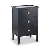 Chelmsford Satin Black Pine Wood 3 Drawer Unit from Roseland Furniture