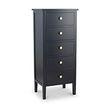 Chelmsford Black Pine Wood 5 Drawer Tallboy from Roseland Furniture