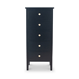 Chelmsford Black Pine Wood 5 Drawer Tallboy from Roseland Furniture