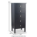 Chelmsford Black Pine Wood 5 Drawer Tallboy from Roseland Furniture