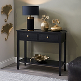 Chelmsford Black Wood 2 Drawer Console Table from Roseland Furniture