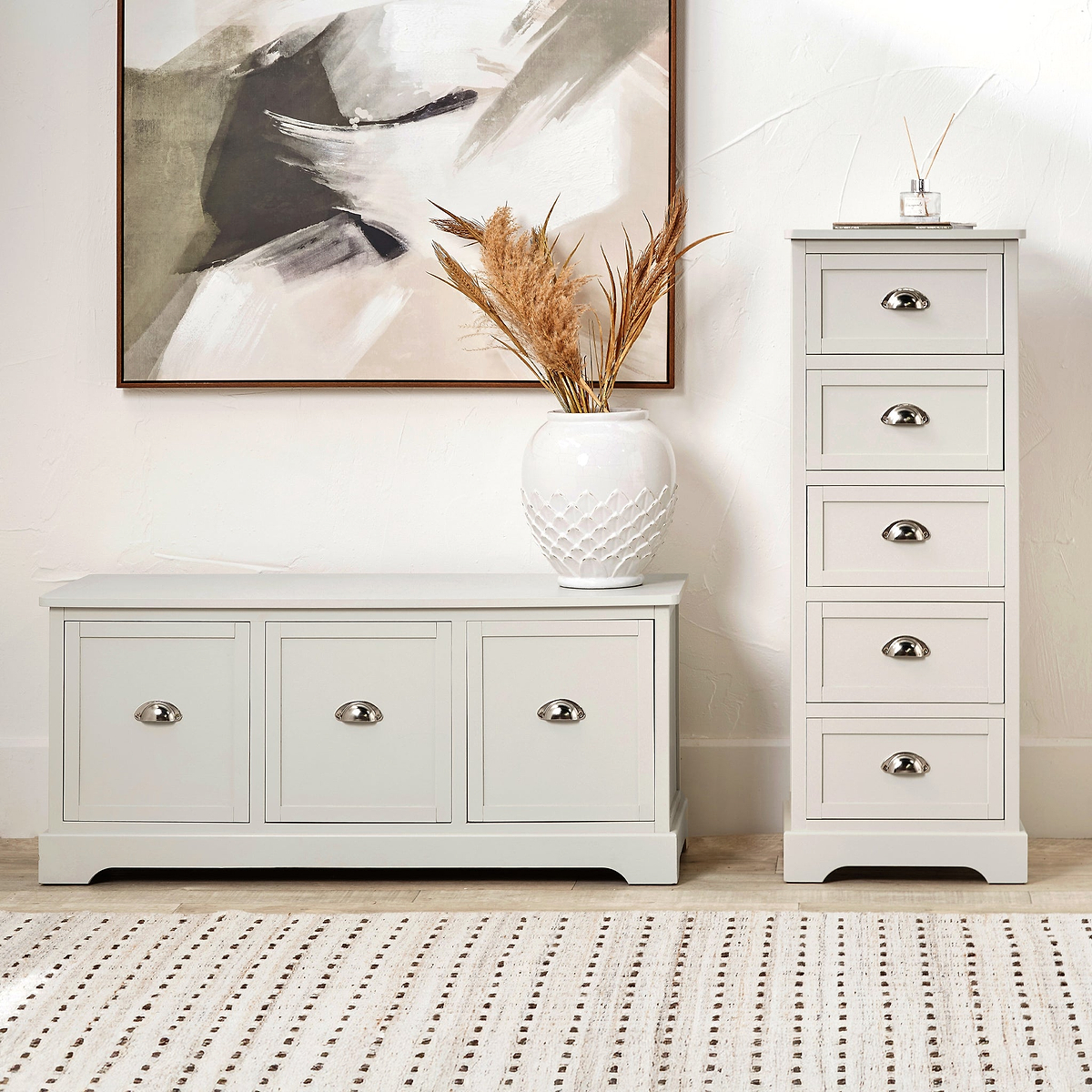 Croft Linen Pine Wood 3 Drawer Unit from Roseland Furniture