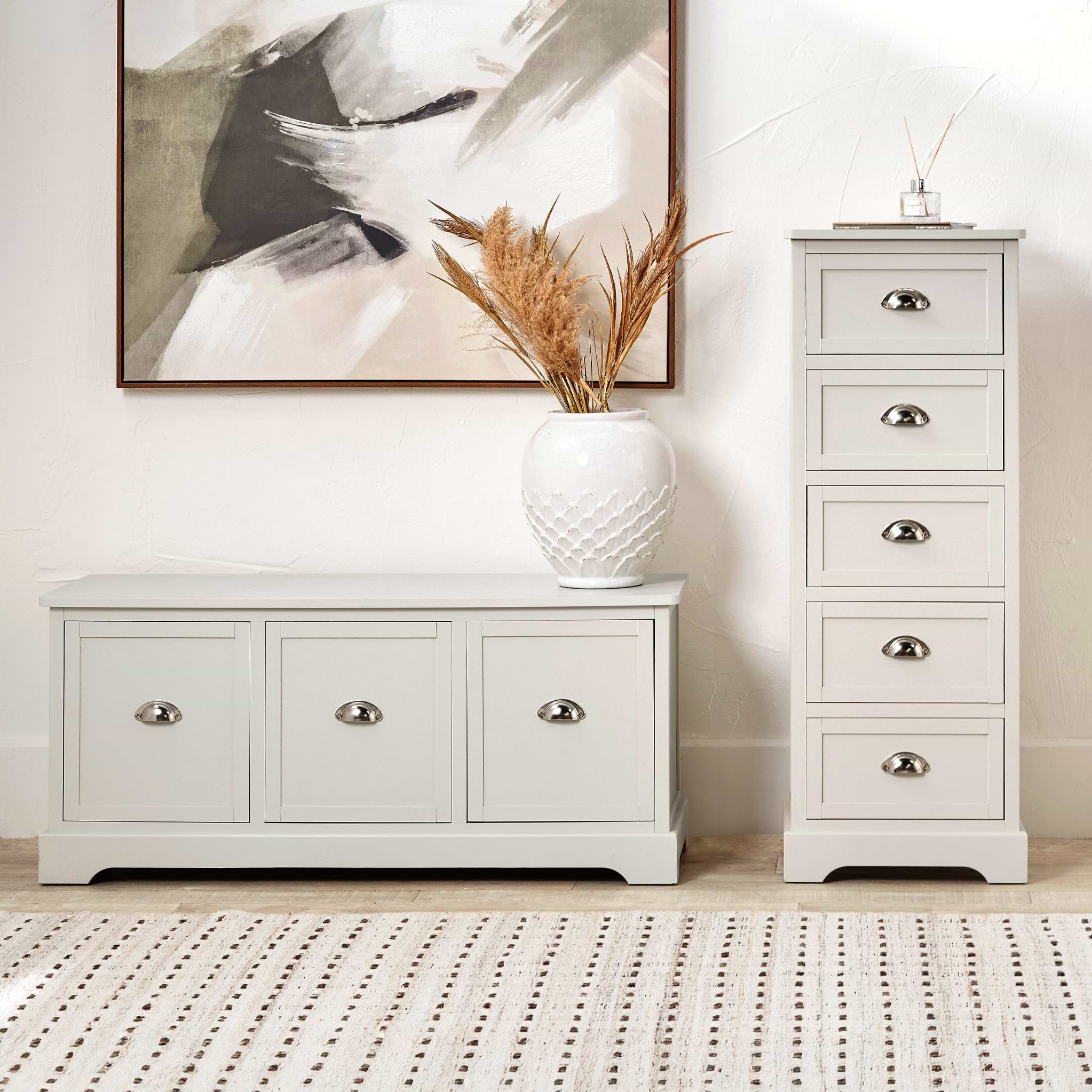 Croft Linen Pine Wood 3 Drawer Unit from Roseland Furniture