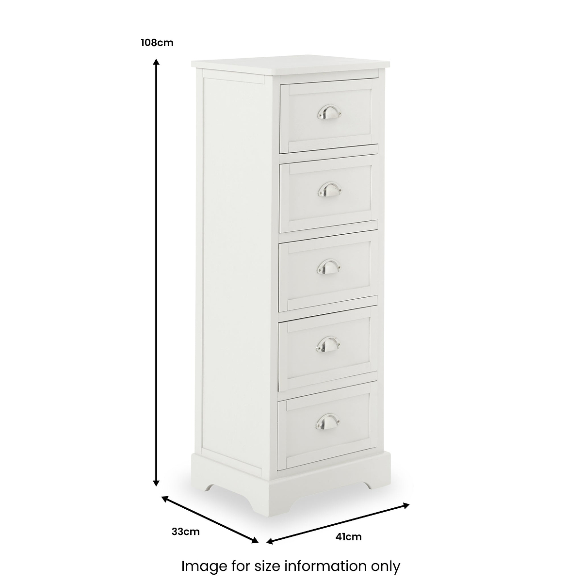 Croft Linen Pine Wood 5 Drawer Tall Unit from Roseland Furniture
