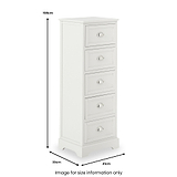 Croft Linen Pine Wood 5 Drawer Tall Unit from Roseland Furniture