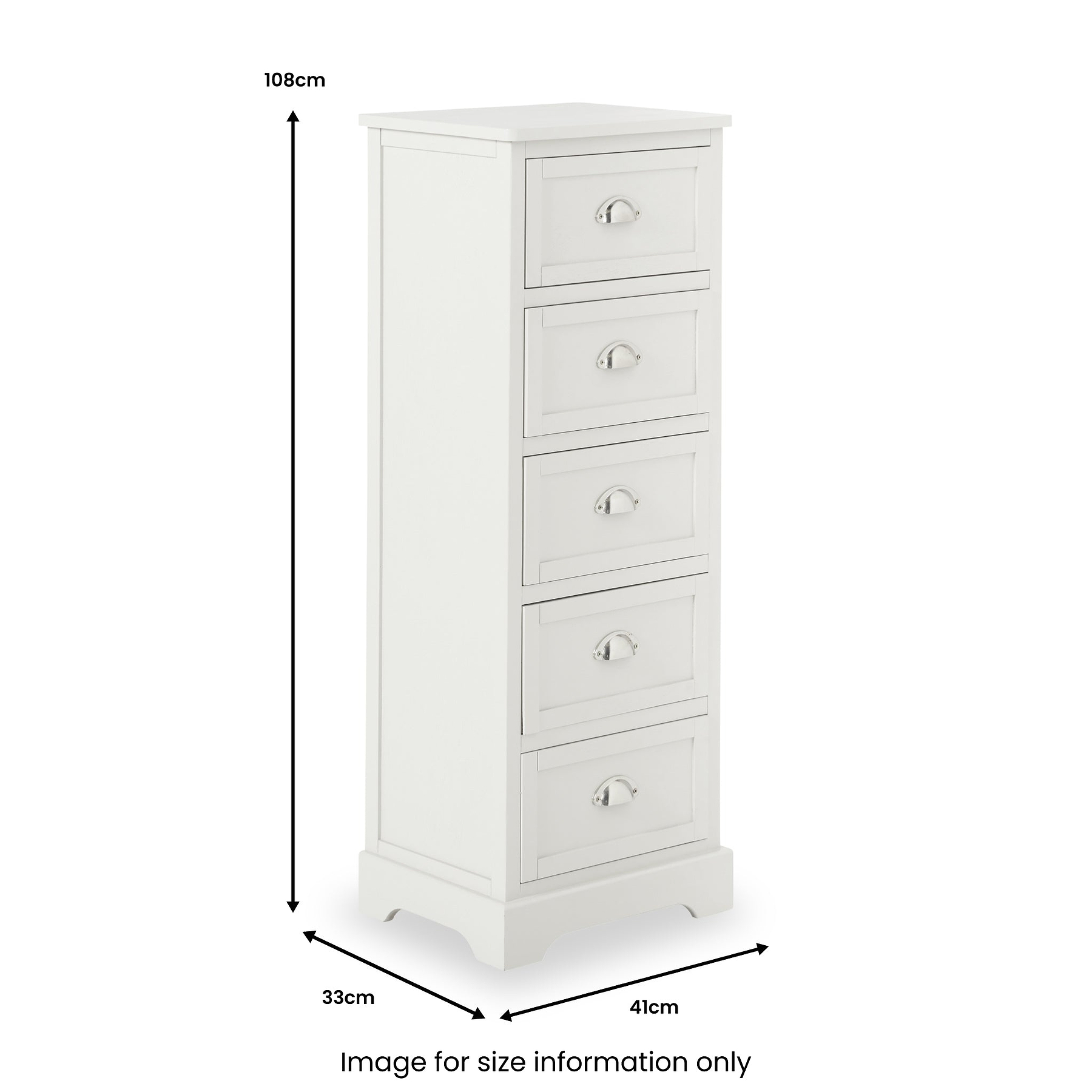 Croft Linen Pine Wood 5 Drawer Tall Unit from Roseland Furniture