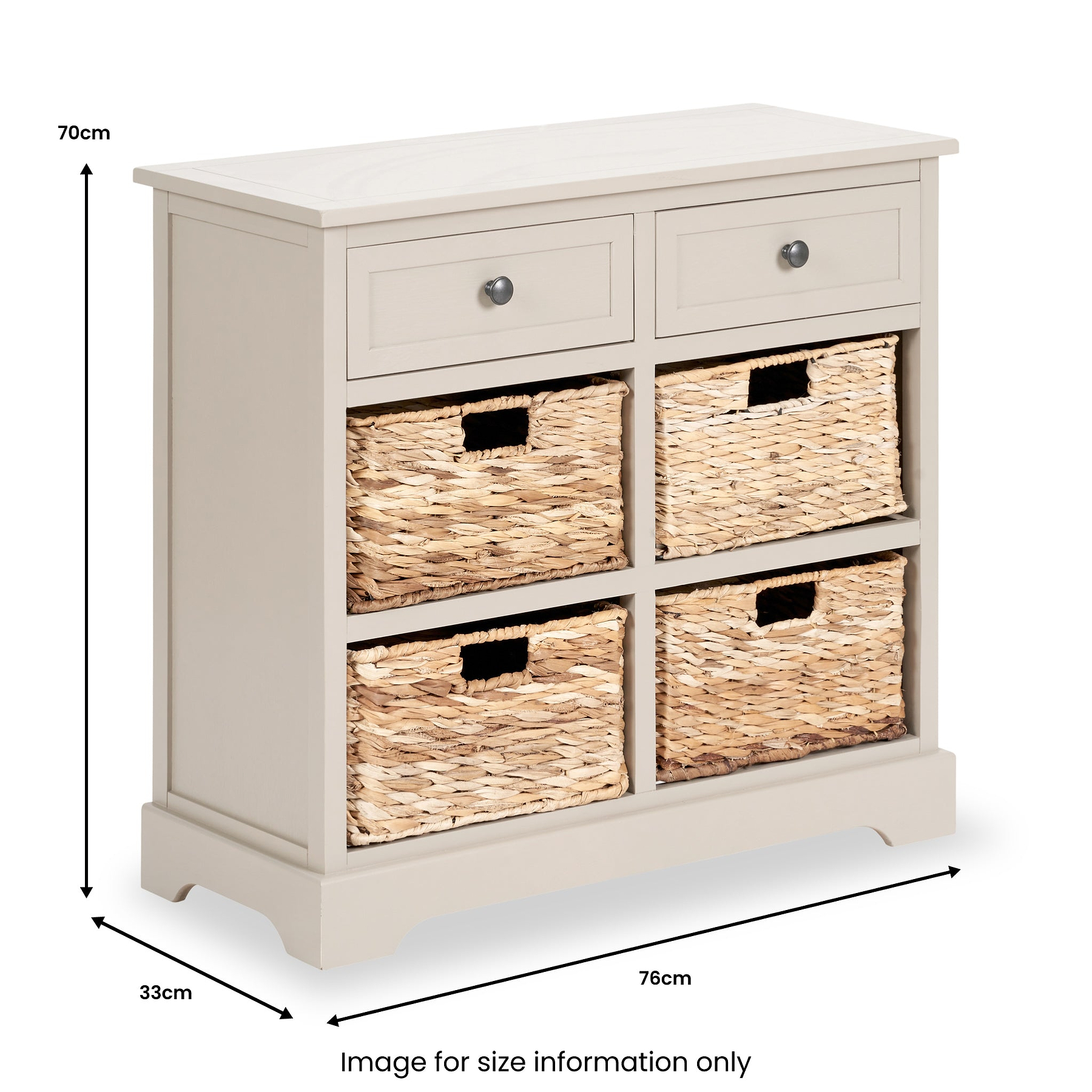 Devonshire Putty Pine Wood 2 Drawer 4 Basket Unit from Roseland Furniture