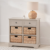 Devonshire Putty Pine Wood 2 Drawer 4 Basket Unit from Roseland Furniture