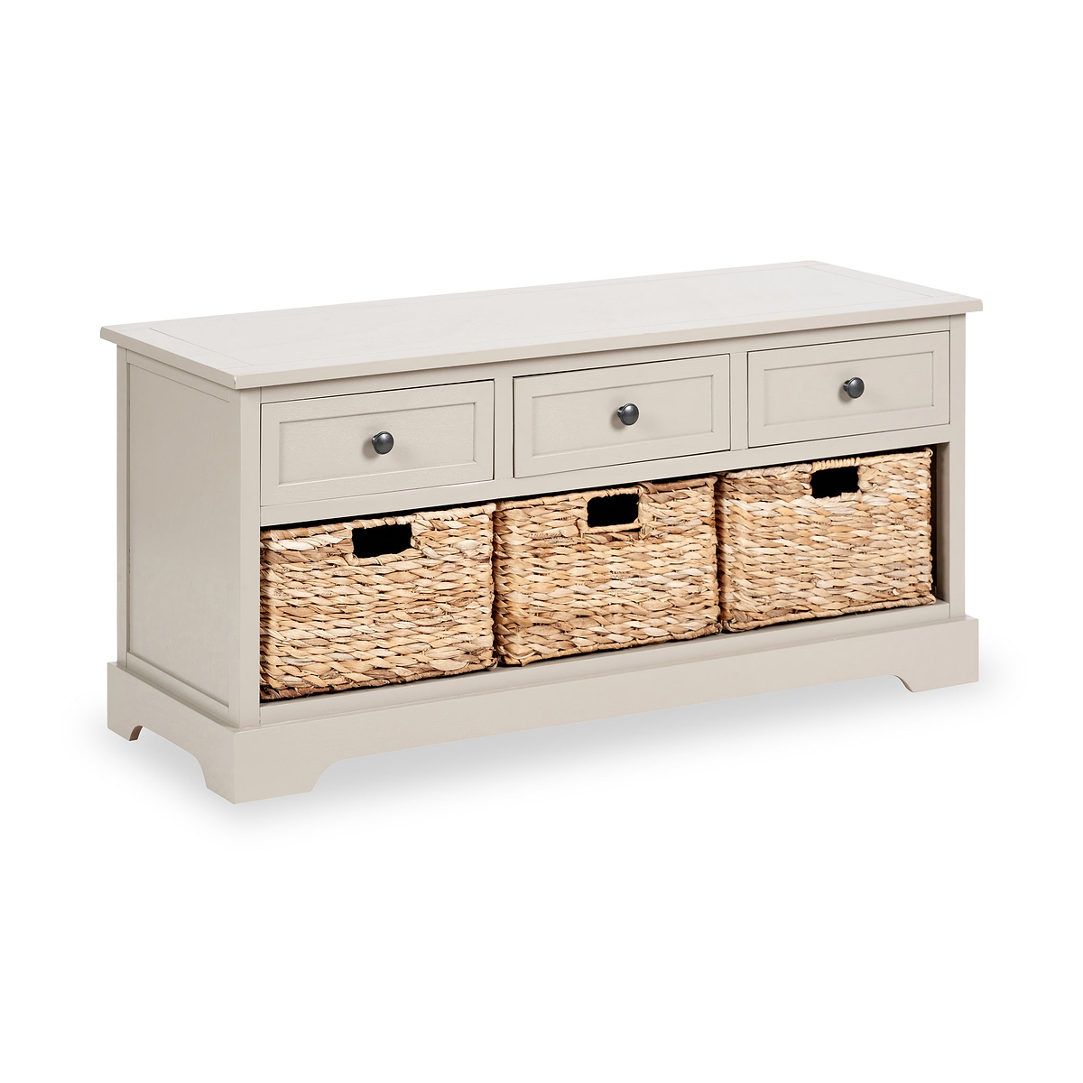 Devonshire Putty Pine Wood 3 Drawer 3 Basket Unit from Roseland Furniture