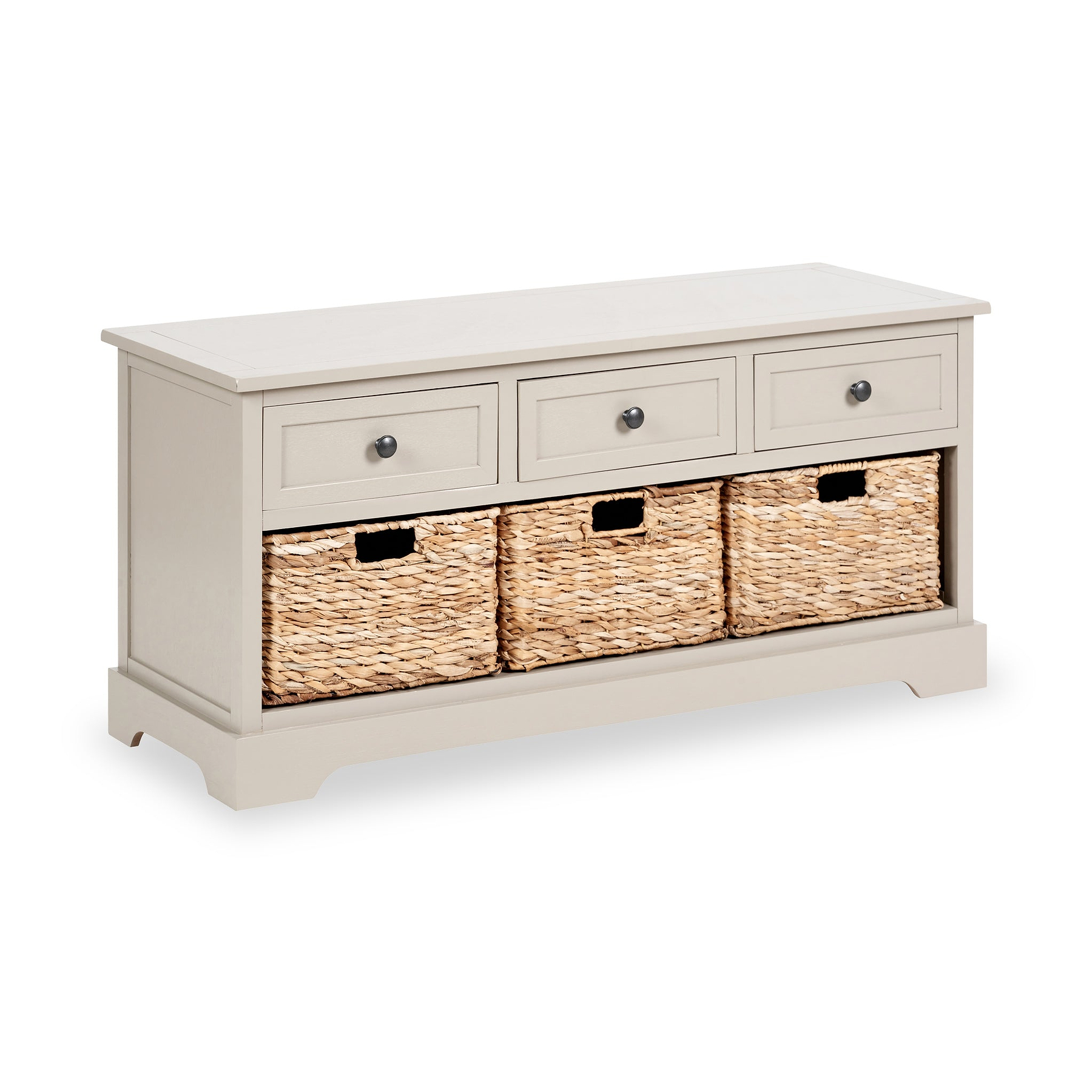 Devonshire Putty Pine Wood 3 Drawer 3 Basket Unit from Roseland Furniture