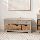Devonshire Putty Pine Wood 3 Drawer 3 Basket Unit from Roseland Furniture